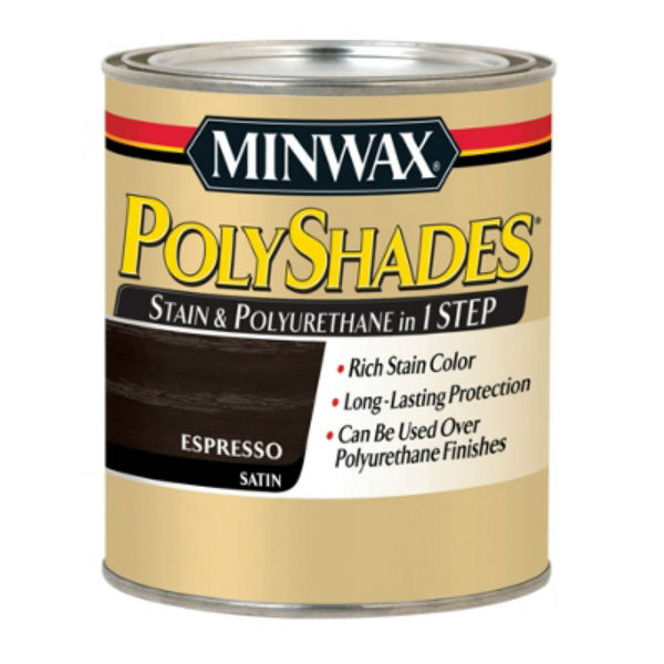 Minwax 213974444 PolyShades Stain/Polyurethane in 1 Step, Espresso, Satin,1/2 Pt