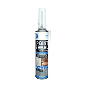 GE M90060 Point & Seal 100% Silicone Window & Door Sealant, Clear, 7.25 Oz