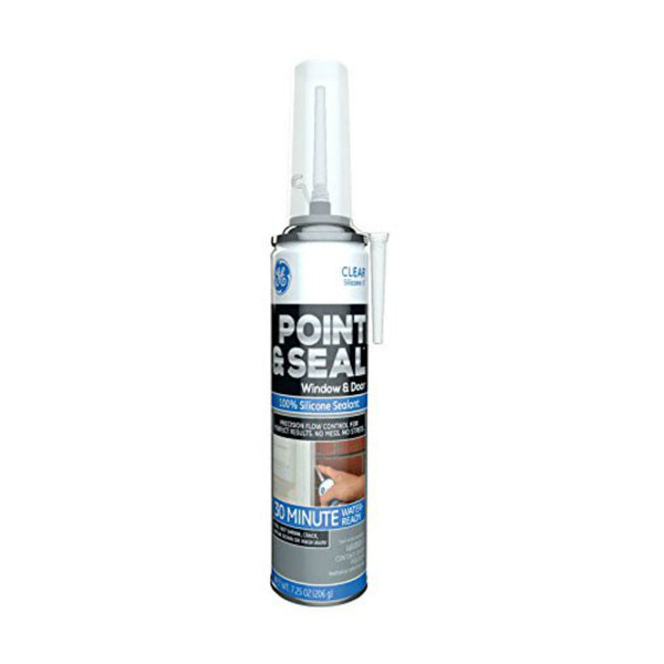 GE M90060 Point & Seal 100% Silicone Window & Door Sealant, Clear, 7.25 Oz