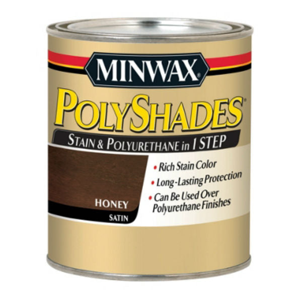 Minwax® 613960444 PolyShades® Stain & Polyurethane in 1 Step, Satin, Honey, 1 Qt