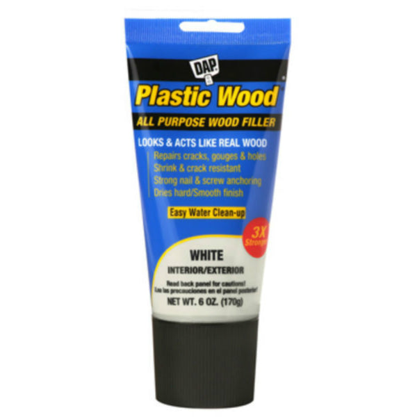 Plastic Wood® 00585 High Quality Latex Based Wood Filler, White, 6 Oz Tube
