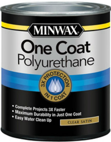 Minwax® 356050000 One Coat Polyurethane Wood Finish, Clear Satin, 1 Qt