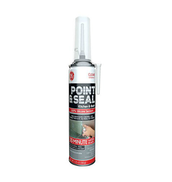 GE M90066 Point & Seal 100% Silicone Kitchen & Bath Sealant, Clear, 7.25 Oz