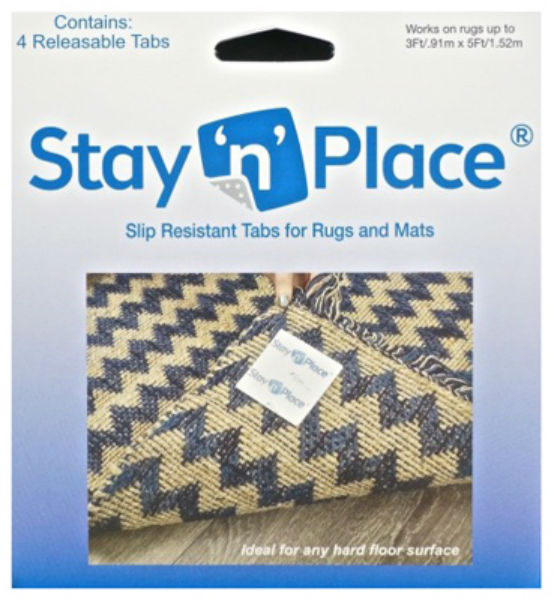 Optimum SNP-3X3TABS Stay 'N' Place® Non-Slip Tabs for Rugs & Mats, 3"x3", 4-Pk