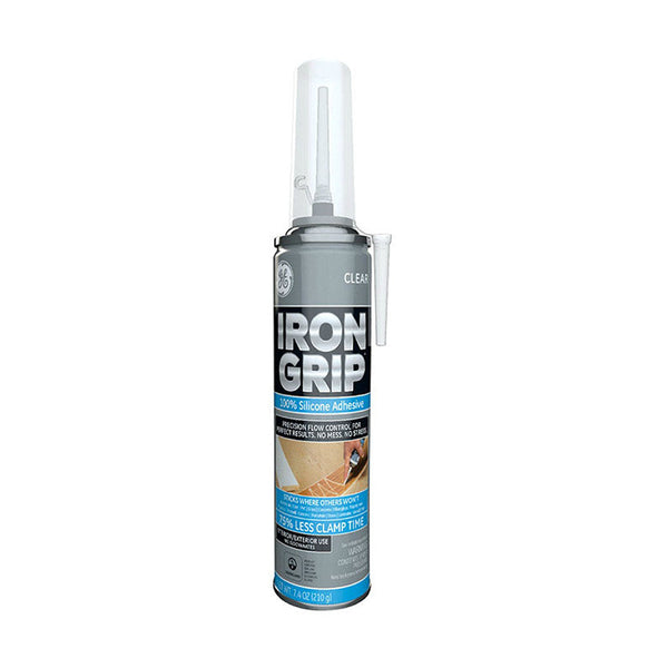 GE M90077 Point & Seal Iron Grip Adhesive Silicone, Clear, 7.4 Oz