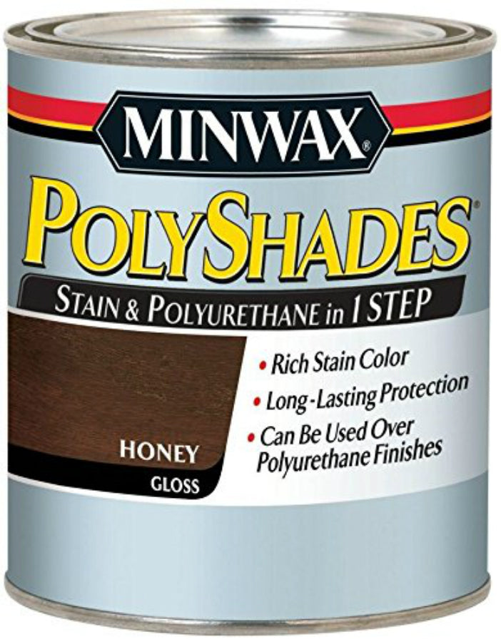 Minwax® 214964444 PolyShades Stain & Polyurethane in 1 Step, Honey, Gloss, 1/2 Pt