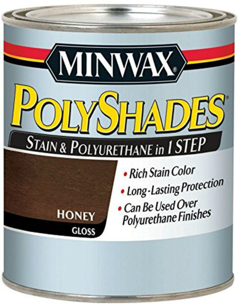 Minwax® 214964444 PolyShades Stain & Polyurethane in 1 Step, Honey, Gloss, 1/2 Pt