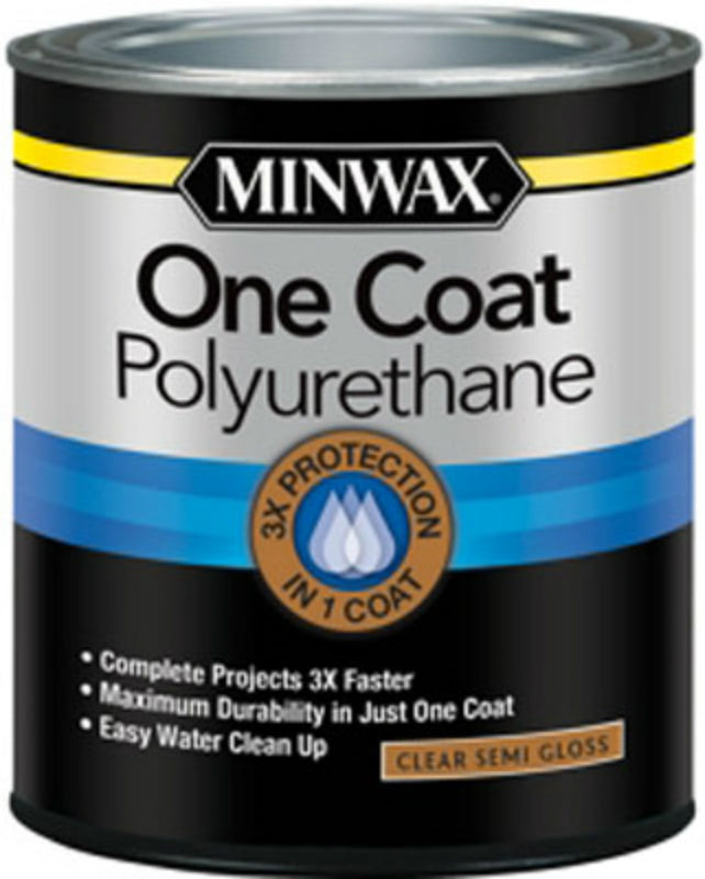 Minwax® 356150000 One Coat Polyurethane Wood Finish, Clear Semi-Gloss, 1 Qt