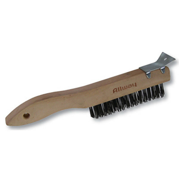 Allway Tools® WBS416 Shoe Handle Wire Brush with Scraper, 4 x 15 Rows