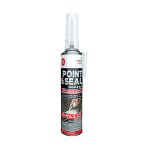 GE M90065 Point & Seal 100% Silicone Kitchen & Bath Sealant, White, 7.25 Oz