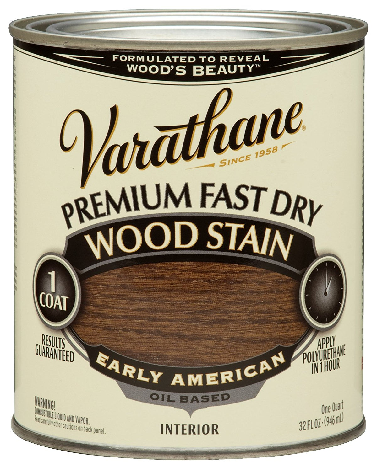 Varathane 262005 Premium Fast Dry Oil-Based Wood Stain, Early American, 1 Qt