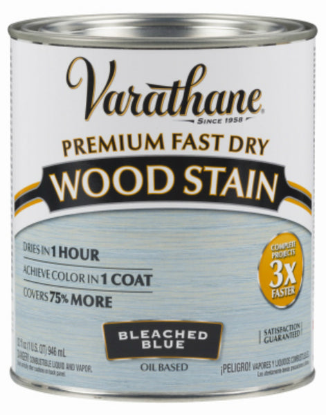 Varathane 297425 Premium Oil-Based Fast Dry Wood Stain, Bleached Blue, 1 Qt