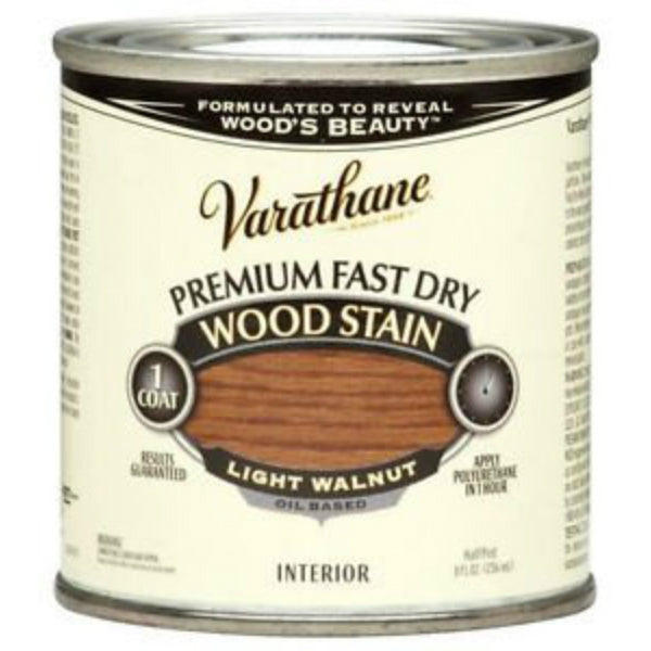 Varathane® 262034 Premium Fast Dry Oil-Based Wood Stain, Light Walnut, 1/2 Pint