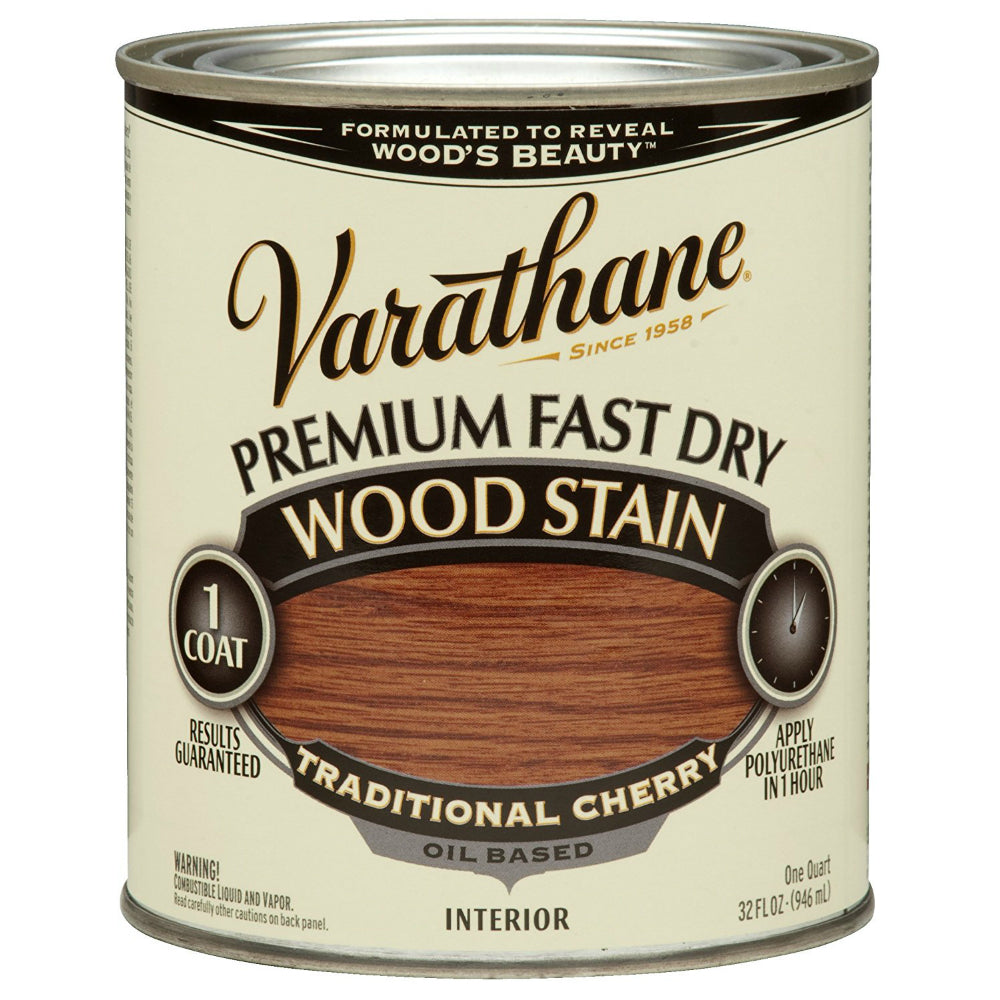 Varathane 262008 Premium Oil-Based Fast Dry Wood Stain, Traditional Cherry, 1 Qt