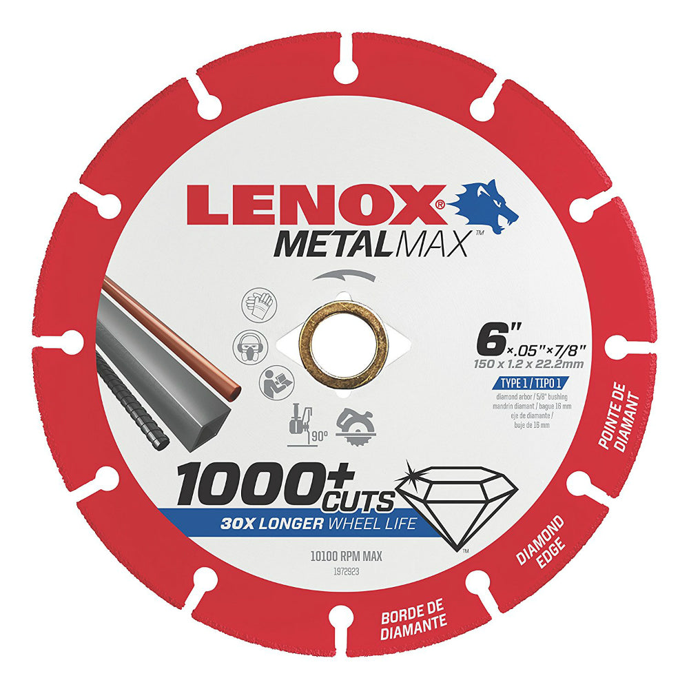 Lenox® 1972923 Metalmax™ Diamond Edge Cut-Off Wheel, 6" x 7/8"