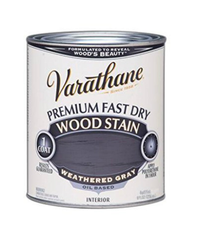 Varathane 269398 Premium Oil-Based Fast Dry Wood Stain, Weathered Gray, 1/2 Pt