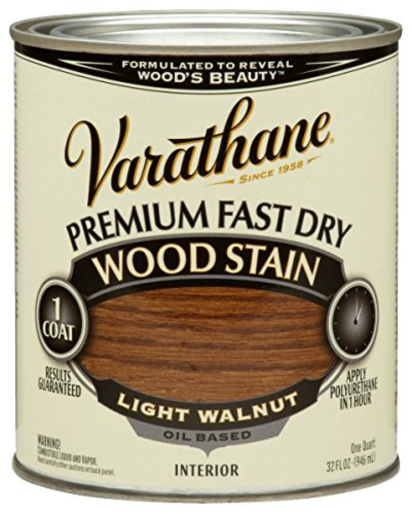 Varathane 262015 Premium Fast Dry Oil-Based Wood Stain, Light Walnut, 1 Qt