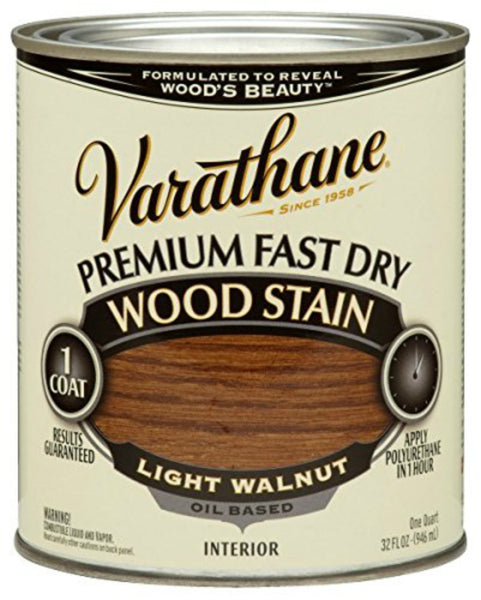 Varathane 262015 Premium Fast Dry Oil-Based Wood Stain, Light Walnut, 1 Qt