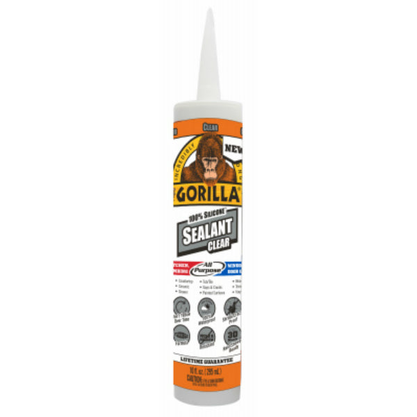 Gorilla® 8050002 All-Purpose 100% Silicone Sealant, Clear, 10 Oz