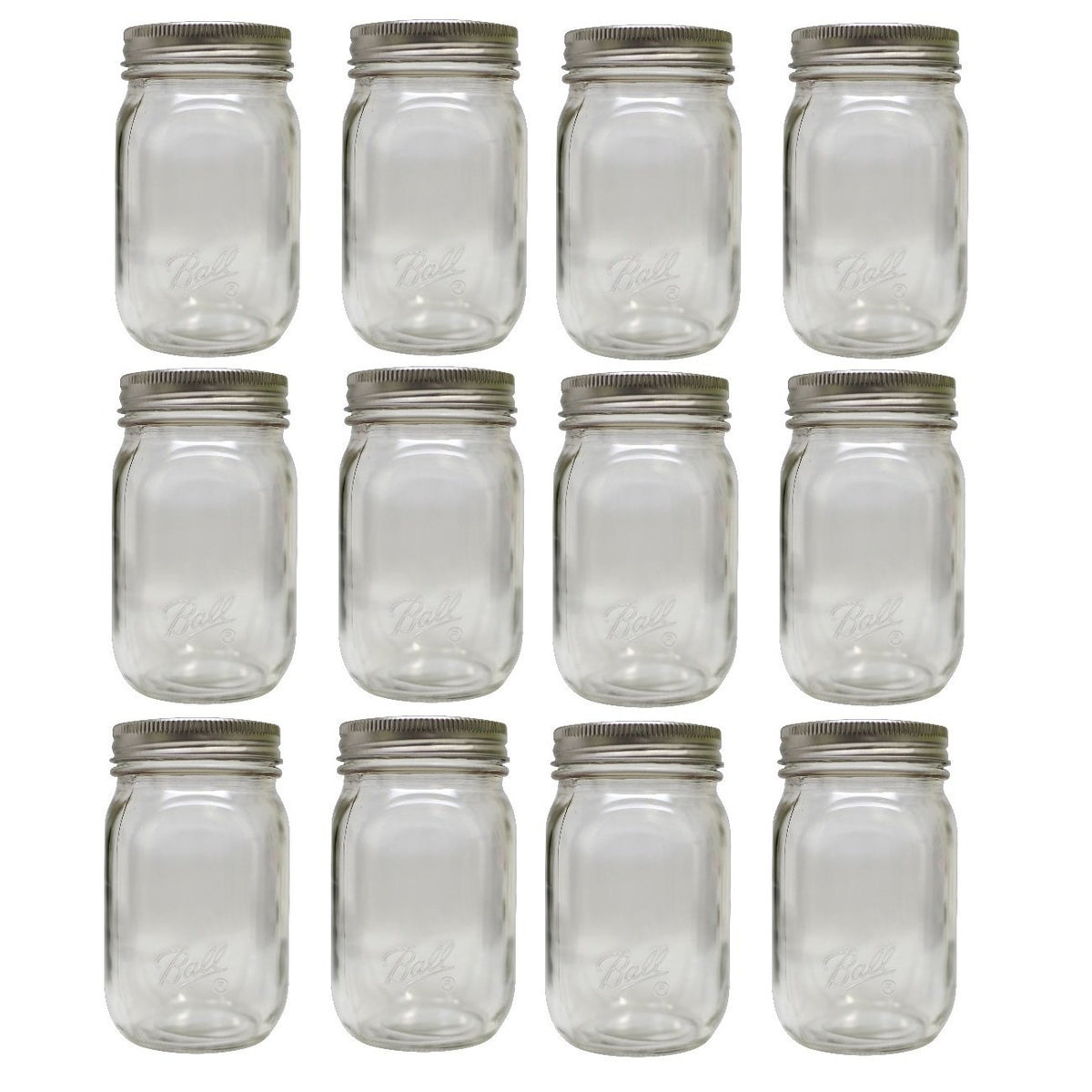 Ball Regular Mouth Mason Jars, 16 oz - 12 count