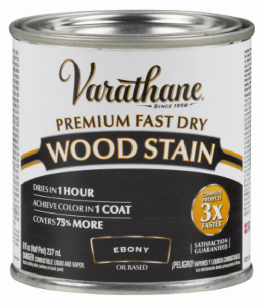 Varathane® 269400 Premium Oil-Based Fast Dry Wood Stain, Ebony, 1/2 Pt