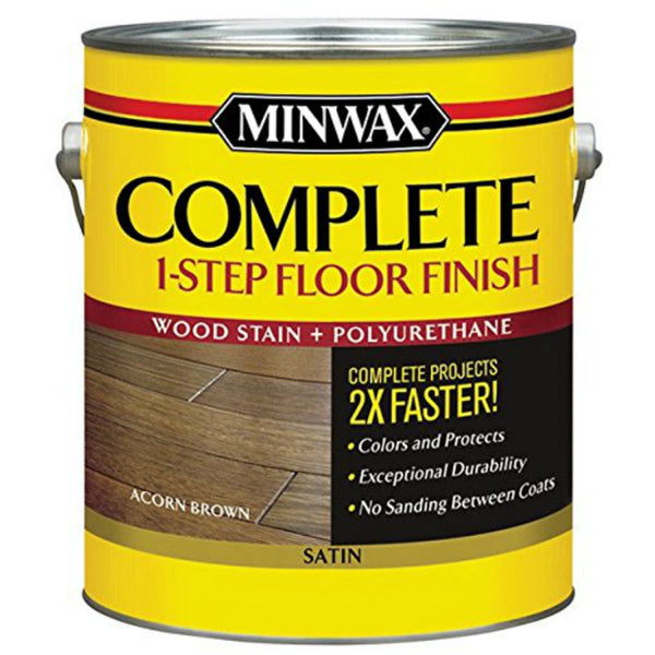 Minwax® 672030000 Complete 1-Step Satin Floor Finish, Acorn Brown, 1 Gallon