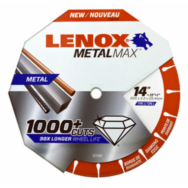 Lenox® 1972929 Metalmax™ Angle Grinder Diamond Edge Cut-Off Wheel, 14" x 1"