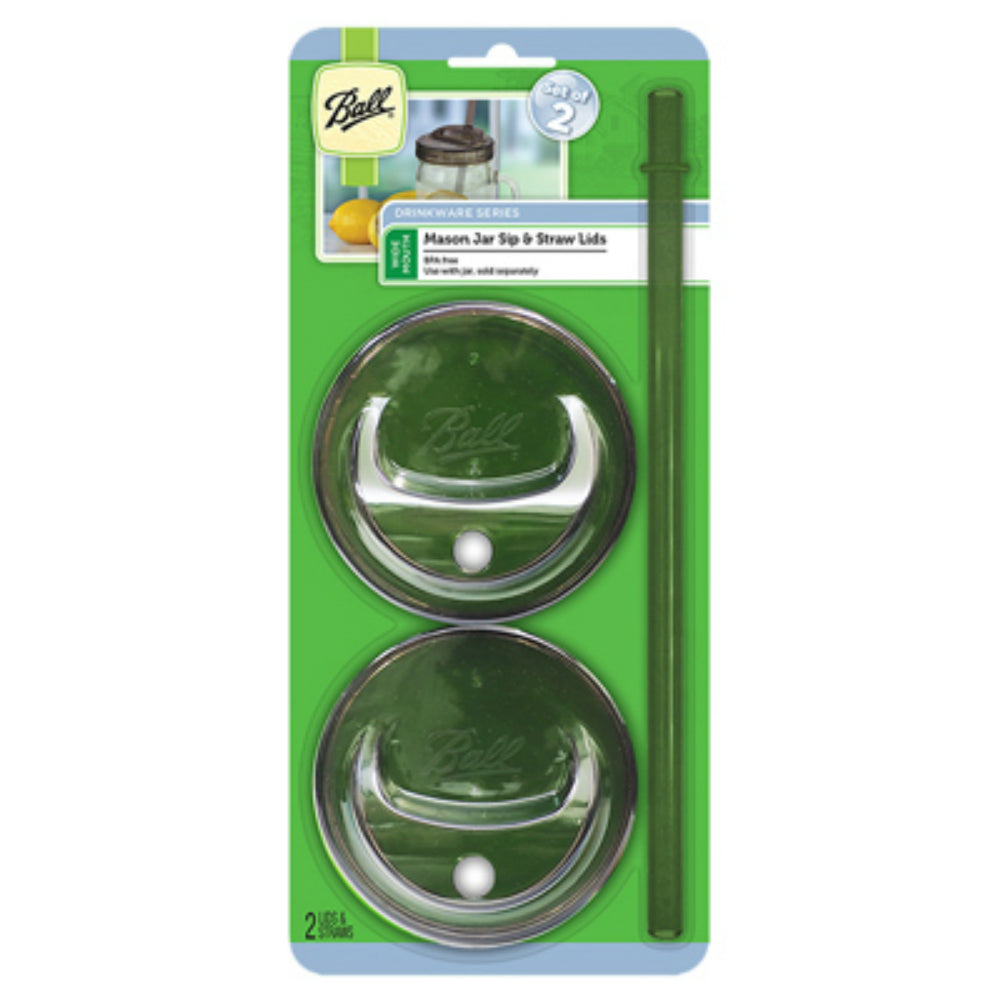 Ball 1440015015 Drinkware Series Mason Jar Sip & Straw Lid, Plastic