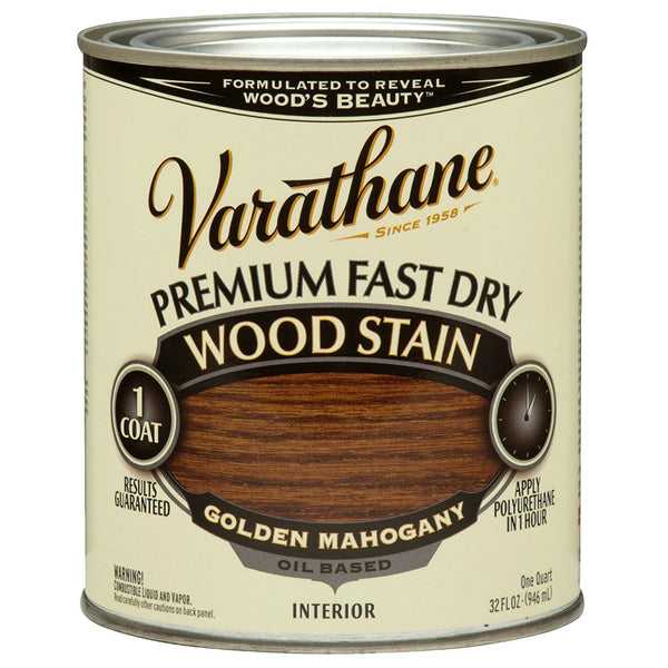 Varathane 262014 Premium Oil-Based Fast Dry Wood Stain, Golden Mahogany, 1 Qt