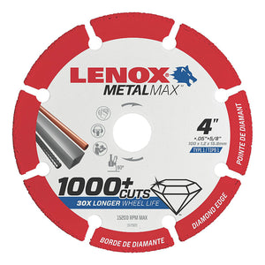 Lenox® 1972920 Metalmax™ Angle Grinder Diamond Edge Cut-Off Wheel, 4" x 5/8"