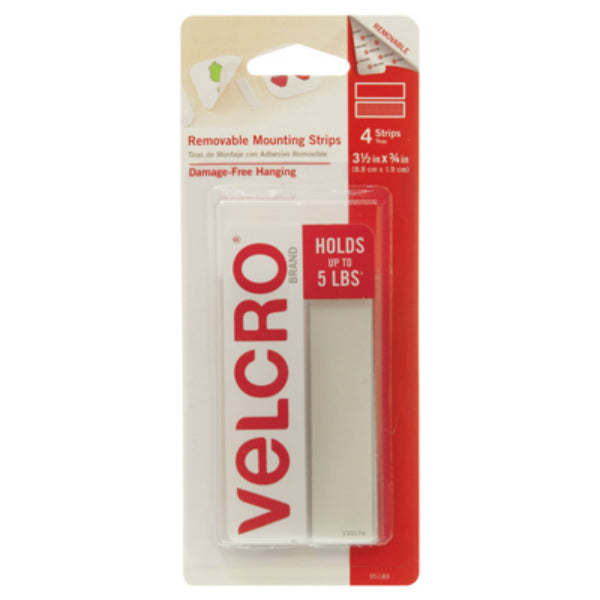 Velcro® 95189 Removable Mounting Strips, 3.5" x 3/4", 4-Count