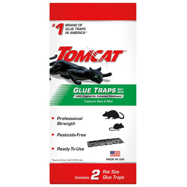 Tomcat 0362810 Glue Traps Rat Size with Eugenol For Enhanced Stickiness, 2-Pack