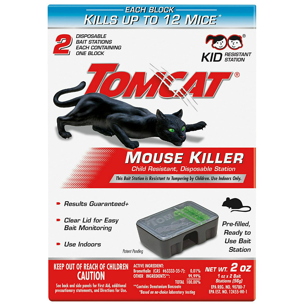 Tomcat® 0371510 Child Resistant Mouse Killer with Disposable Station, 2 Pack