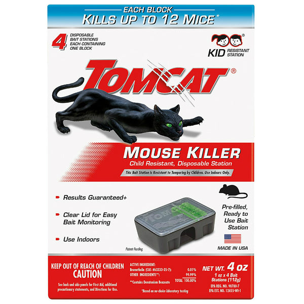 Tomcat® 0371610 Child Resistant Mouse Killer with Disposable Station, 4-Pack
