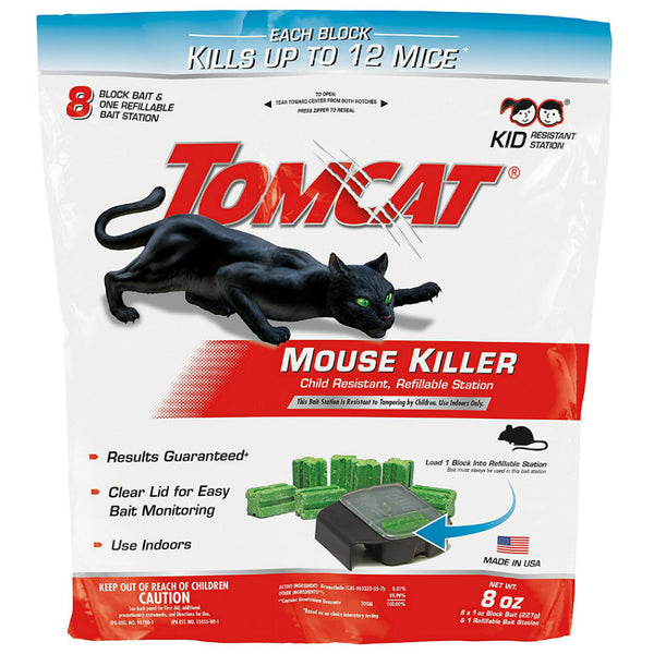 Tomcat® 0371310 Child Resistant Mouse Killer Station with Eight Bait Refills