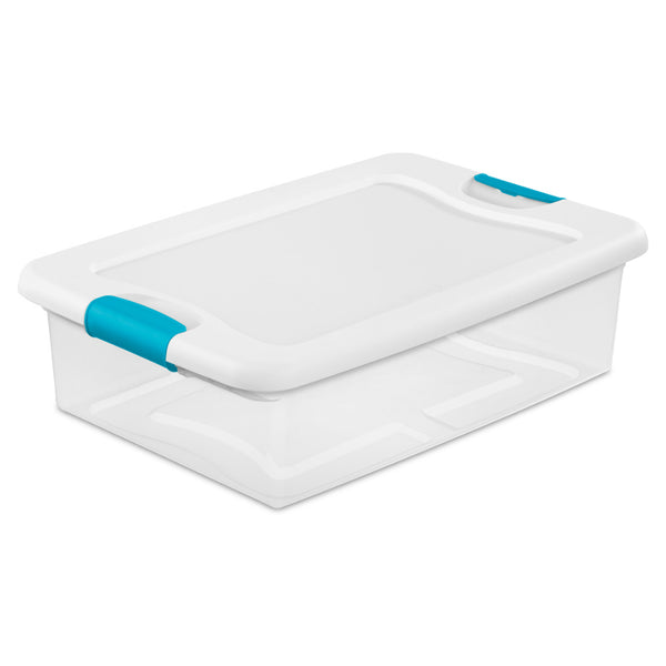 Sterilite 14968006 Latch Storage Box Container with Lid, 32 Quarts, Clear/White