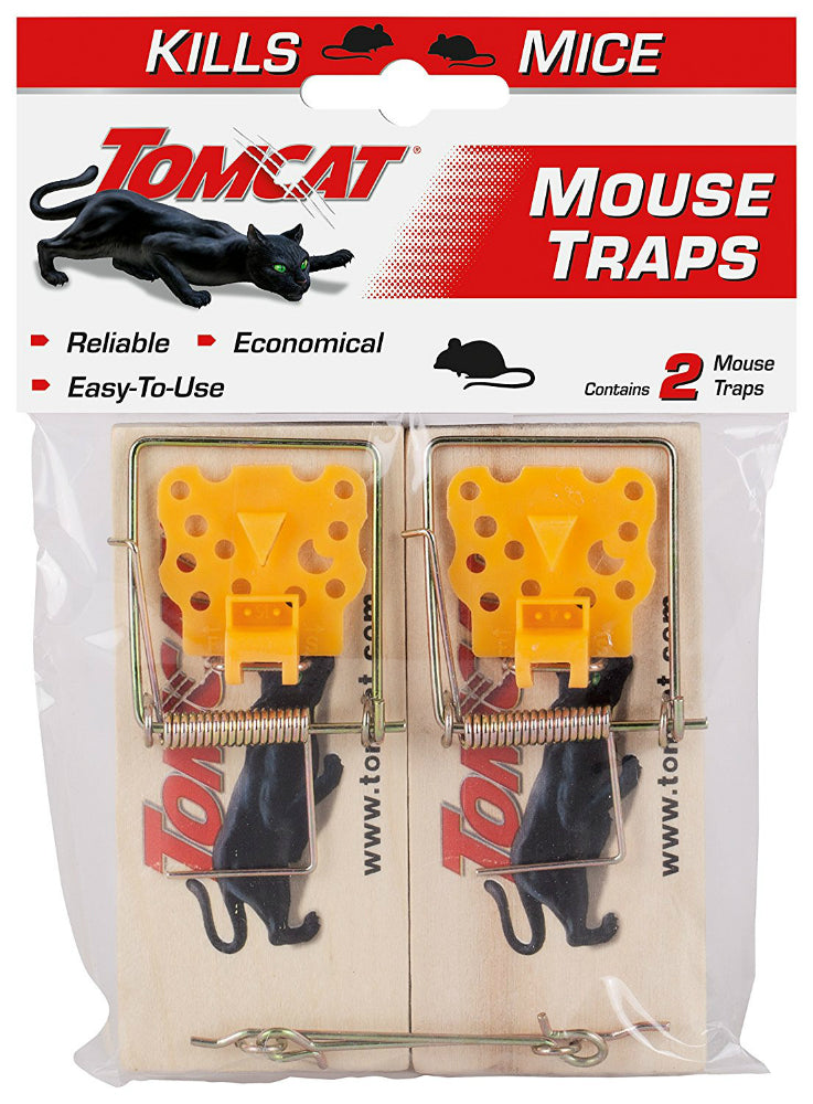 Tomcat® 0373524 Deluxe Wooden Mouse Trap with Plastic Bait Pedal, 2 Pack
