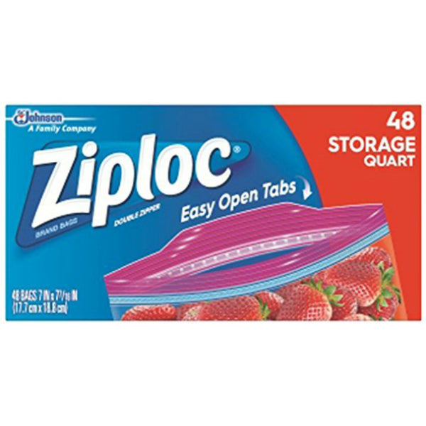 Ziploc® 00310 Storage Bag with Smart Zip Plus® Seal, 1 Qt, 48 Count