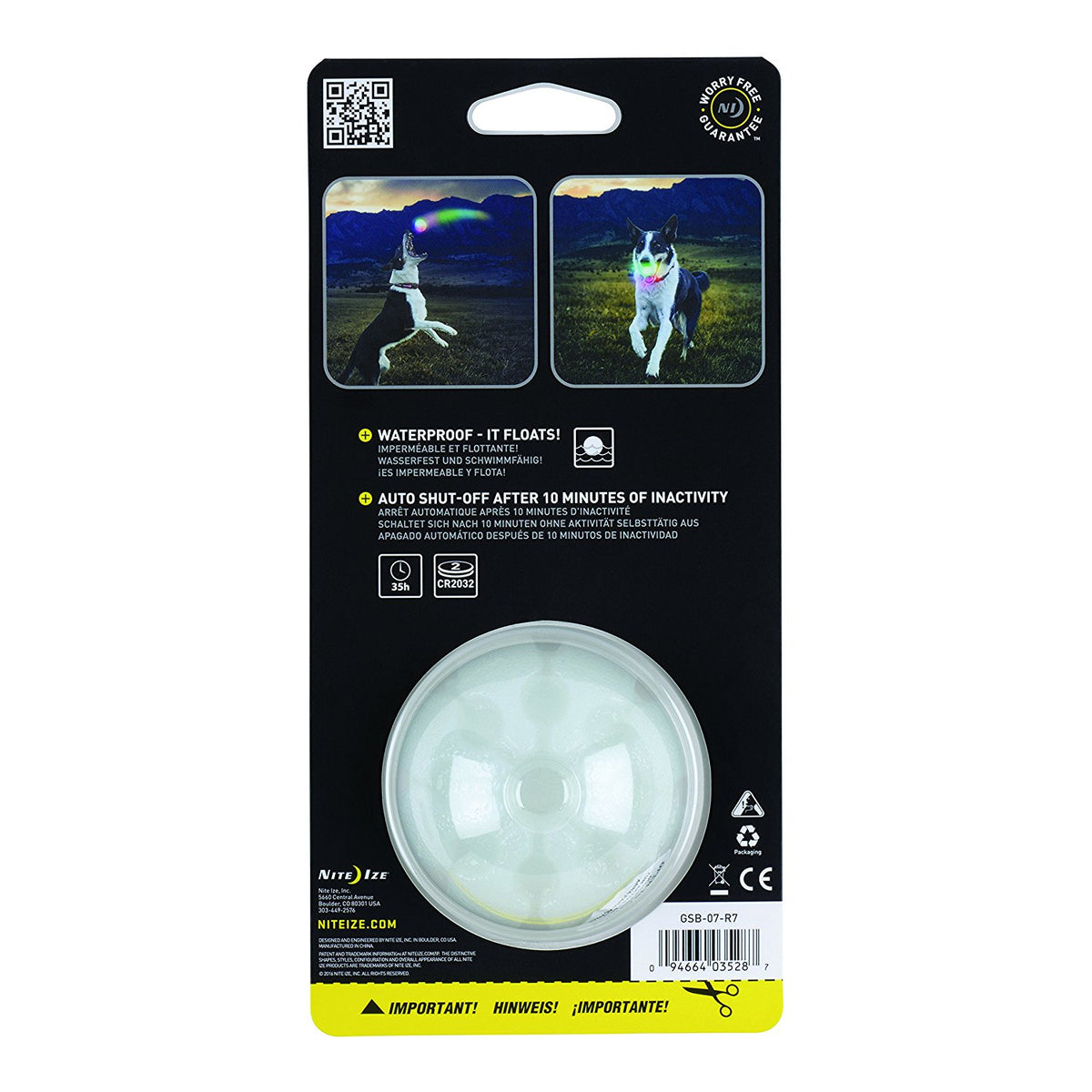 Nite Ize® GSB-07-R7 GlowStreak™ Motion-Activated LED Dog Fetch Ball, Disc-O