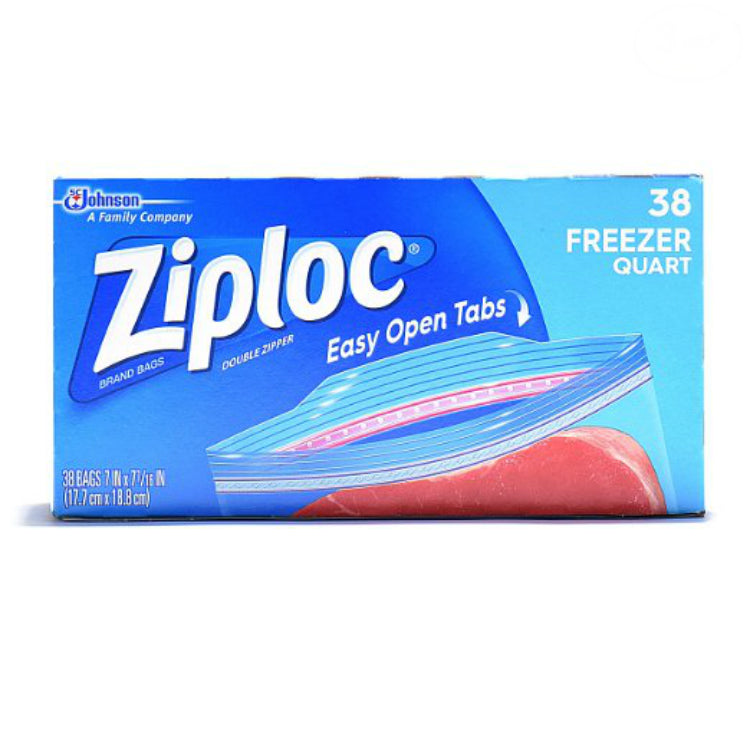 Ziploc® 00381 Freezer Bags with Smart Zip Plus® Seal, 1 Qt, 38 Count