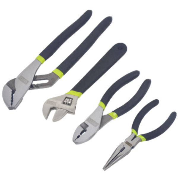 Master Mechanic 213169 Pliers & Wrench Set with Cushion Grip Handles, 4-Piece