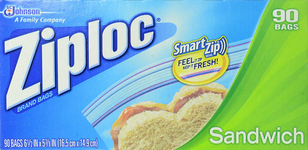 Ziploc® 71147 Sandwich Bag with Smart Zip Plus® Seal, 90 Count