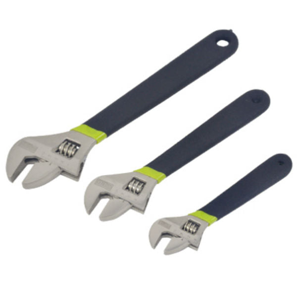 Master Mechanic 213200 Adjustable Wrench Set with Cushion Grip Handle, 3-Piece