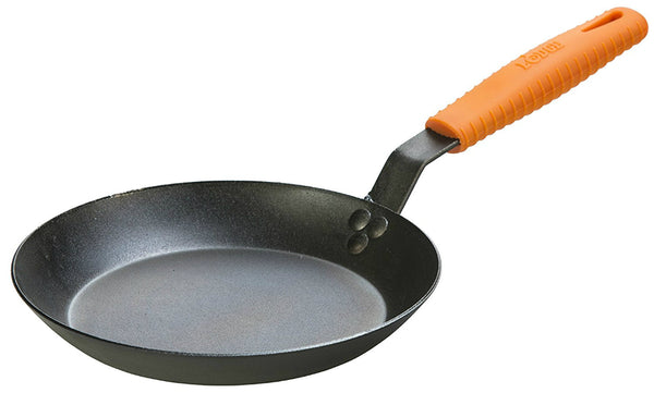 Lodge® CRS10HH61 Seasoned Steel Skillet with Orange Silicone Handle Holder, 10"