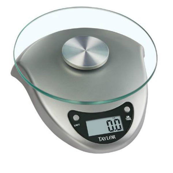 Taylor 3831S Digital Kitchen Scale with Silvertone Base & Glass Platform