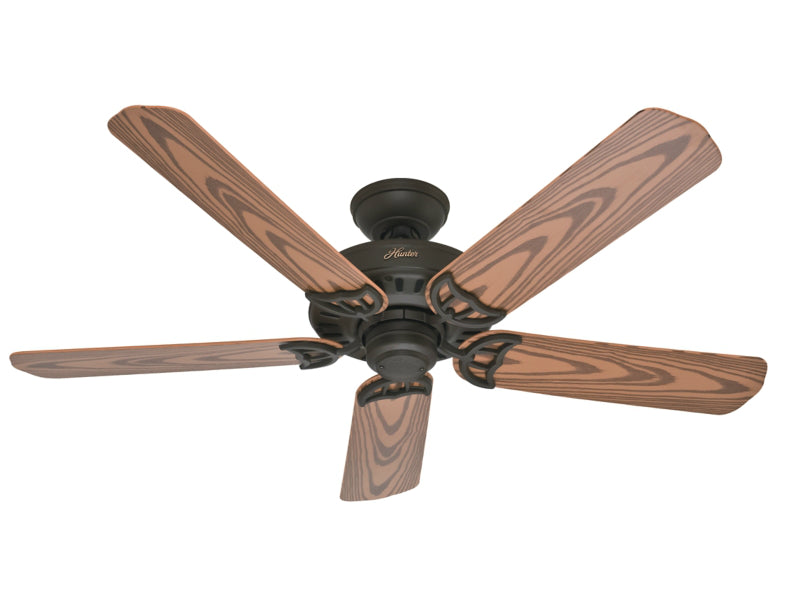 Hunter 53126 Bridgeport Outdoor Ceiling Fan w/ 5 Oak Plastic Blades, Bronze, 52"