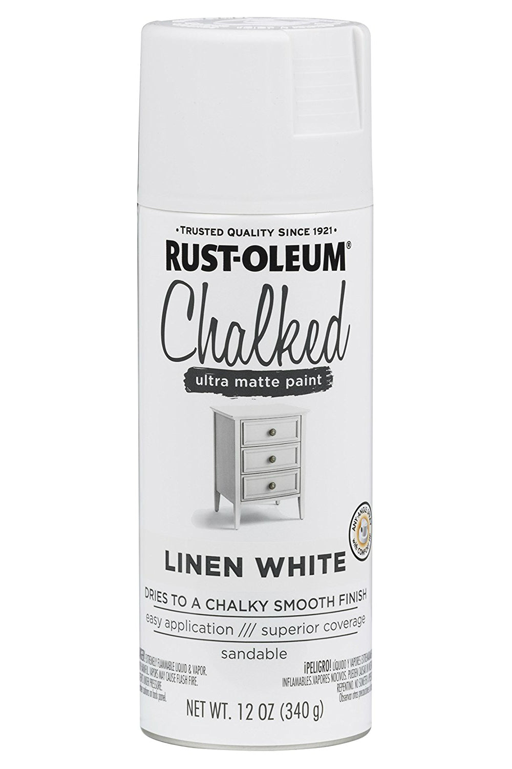 Rust-Oleum® 302591 Chalked Ultra Matte Spray Paint, Linen White, 12 Oz