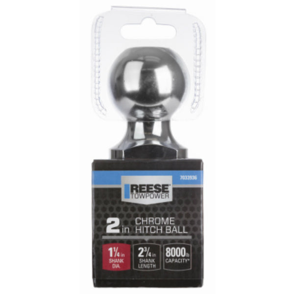 REESE® Towpower 7033936 Chrome Hitch Ball, 2" x 1-1/4" x 2-3/4", 8000 Lb