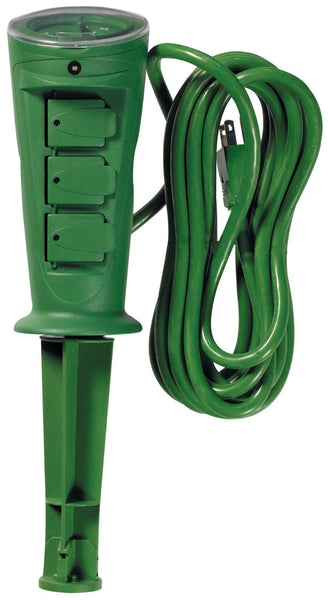 Woods® 17321 Outdoor 3-Outlet Yard Stake w/Built-in Power Strip Timer & 6' Cord