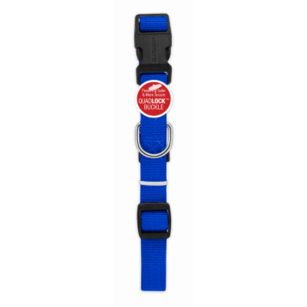Pet Expert 31869TV Nylon Dog Collar with Quadlock™ Buckle, Blue, 3/8" x 8-12"